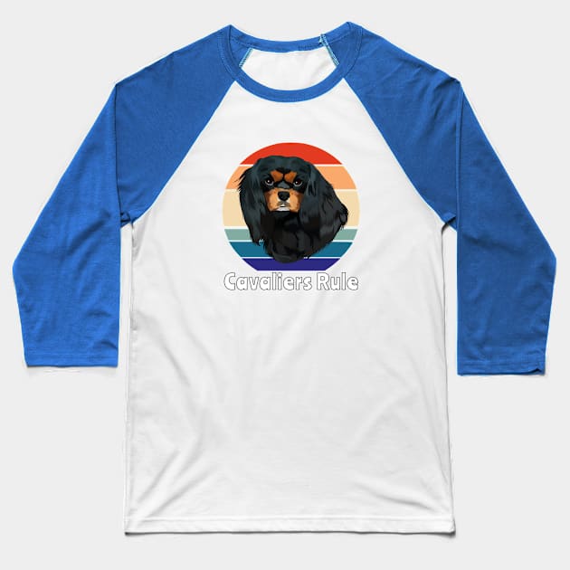 Retro Black and Tan Cavalier King Charles Spaniel Gifts Baseball T-Shirt by Cavalier Gifts